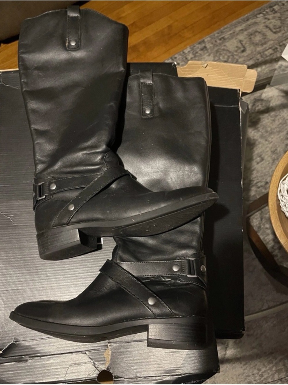 Liz Claiborne Women's Black Leather Knee High Boots size: 7 1/2